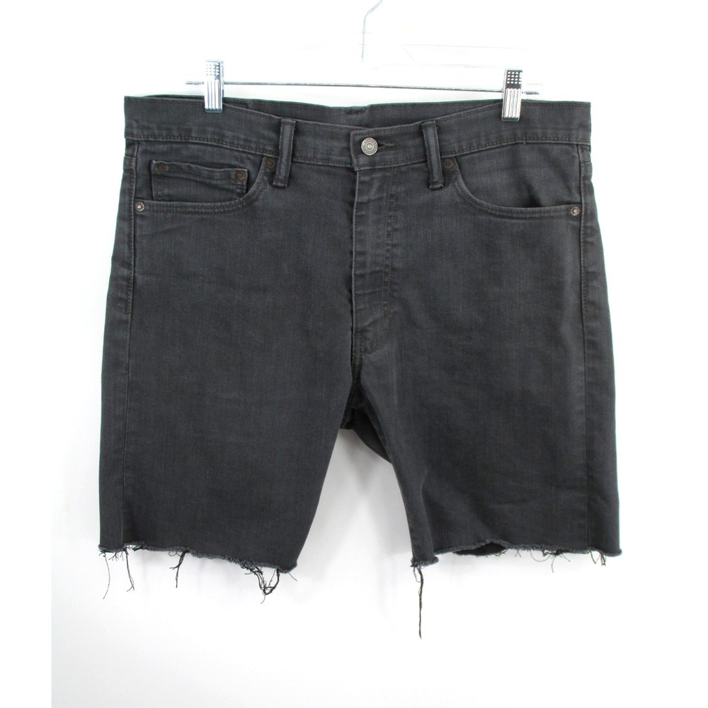 Levis 513 Cut Off Bermuda Shorts Mens 36 Black Stretch Denim Slim Straight
